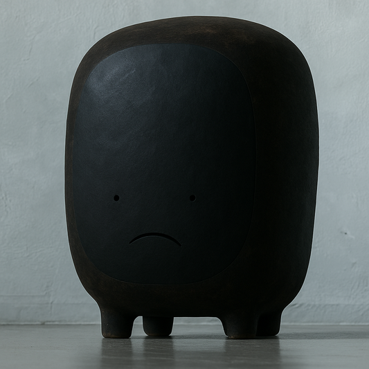 Handcrafted Ceramic Sculpture “Milo” in Black | by Sad Zoo | Ceramic Clay Art | Home Decor | Introvert Gift