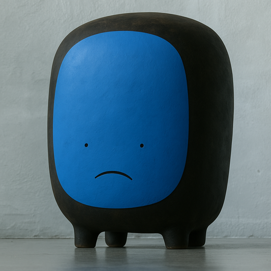 Handcrafted Ceramic Sculpture “Milo” in Blue | by Sad Zoo | Ceramic Clay Art | Home Decor | Introvert Gift