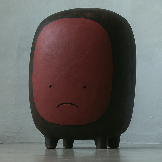 Handcrafted Ceramic Sculpture “Milo” in Burgundy | by Sad Zoo | Ceramic Clay Art | Home Decor | Introvert Gift