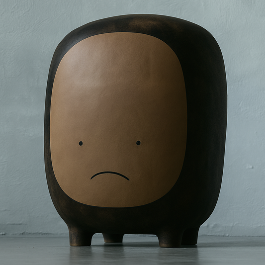 Handcrafted Ceramic Sculpture “Milo” in Dark Beige | by Sad Zoo | Ceramic Clay Art | Home Decor | Introvert Gift