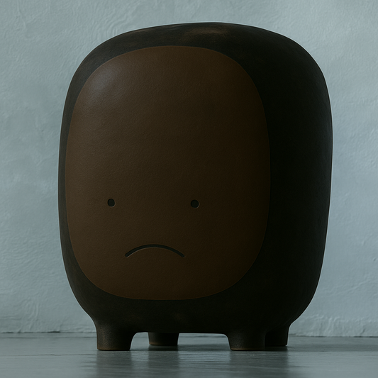 Handcrafted Ceramic Sculpture “Milo” in Dark Brown | by Sad Zoo | Ceramic Clay Art | Home Decor | Introvert Gift